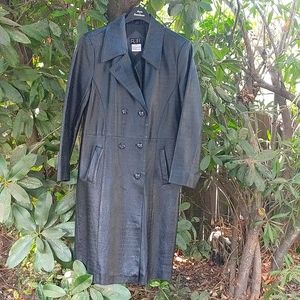 Full length leather trench coat